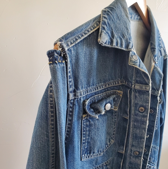 Vintage Distressed Soft Denim Jean Jacket	- No Label - Picture 7 of 10